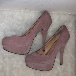 Blush Suede Platform Pumps